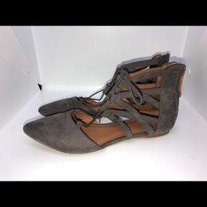 Grey lace up flats